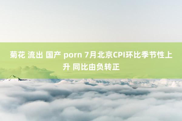 菊花 流出 国产 porn 7月北京CPI环比季节性上升 同比由负转正