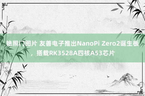 艳照门图片 友善电子推出NanoPi Zero2诞生板，搭载RK3528A四核A53芯片