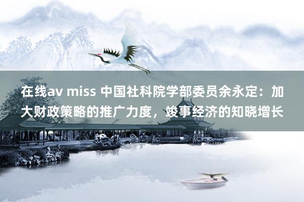 在线av miss 中国社科院学部委员余永定：加大财政策略的推广力度，竣事经济的知晓增长