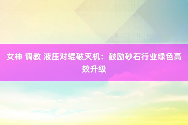 女神 调教 液压对辊破灭机：鼓励砂石行业绿色高效升级