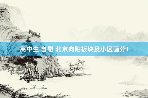 高中生 自慰 北京向阳板块及小区画分！