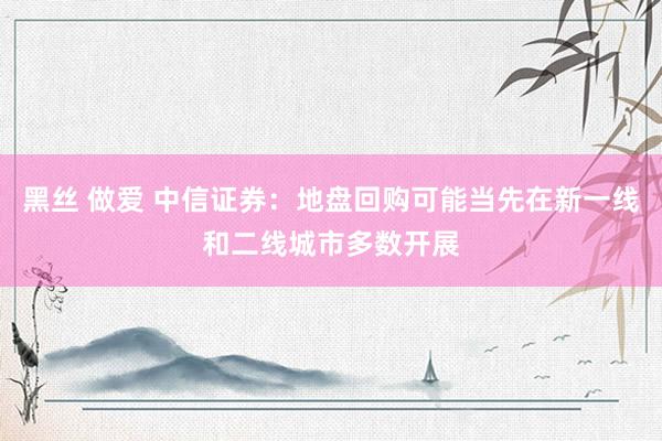 黑丝 做爱 中信证券：地盘回购可能当先在新一线和二线城市多数开展