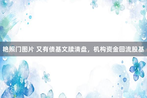 艳照门图片 又有债基文牍清盘，机构资金回流股基
