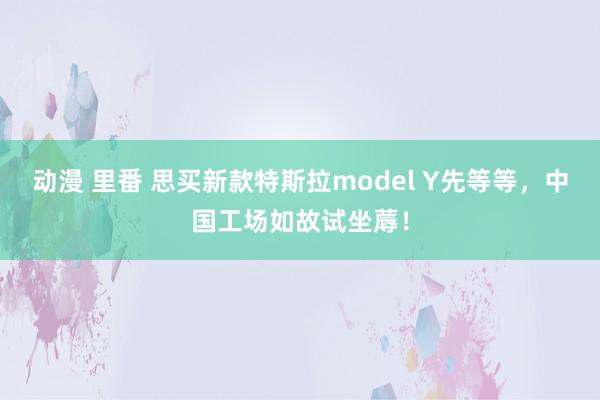 动漫 里番 思买新款特斯拉model Y先等等，中国工场如故试坐蓐！