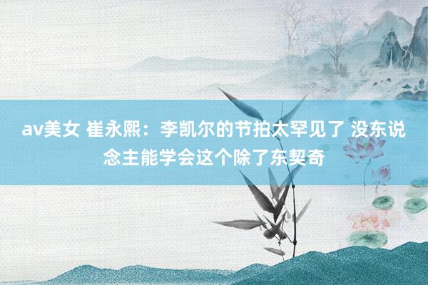 av美女 崔永熙：李凯尔的节拍太罕见了 没东说念主能学会这个除了东契奇