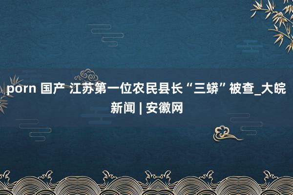 porn 国产 江苏第一位农民县长“三蟒”被查_大皖新闻 | 安徽网