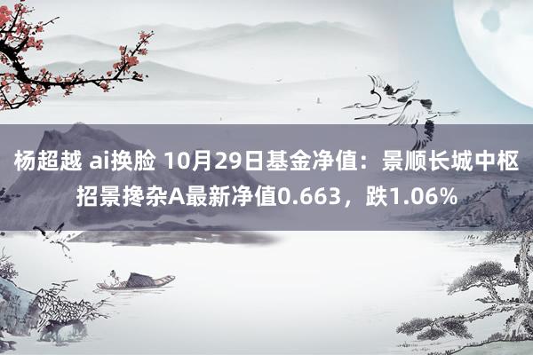 杨超越 ai换脸 10月29日基金净值：景顺长城中枢招景搀杂A最新净值0.663，跌1.06%