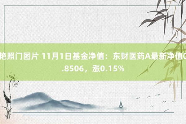 艳照门图片 11月1日基金净值：东财医药A最新净值0.8506，涨0.15%