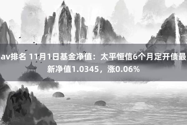av排名 11月1日基金净值：太平恒信6个月定开债最新净值1.0345，涨0.06%