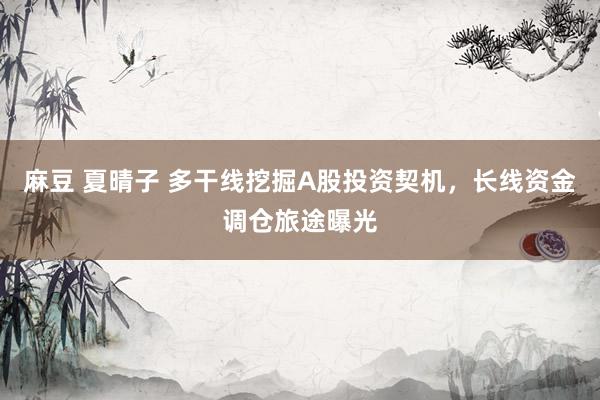 麻豆 夏晴子 多干线挖掘A股投资契机，长线资金调仓旅途曝光