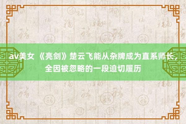 av美女 《亮剑》楚云飞能从杂牌成为直系师长，全因被忽略的一段迫切履历