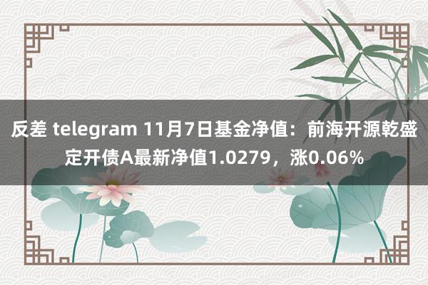 反差 telegram 11月7日基金净值：前海开源乾盛定开债A最新净值1.0279，涨0.06%