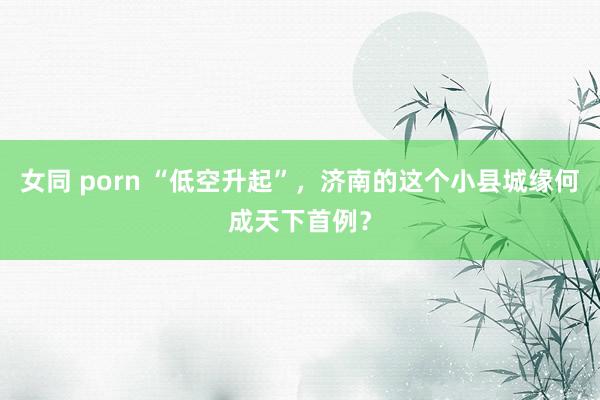 女同 porn “低空升起”，济南的这个小县城缘何成天下首例？