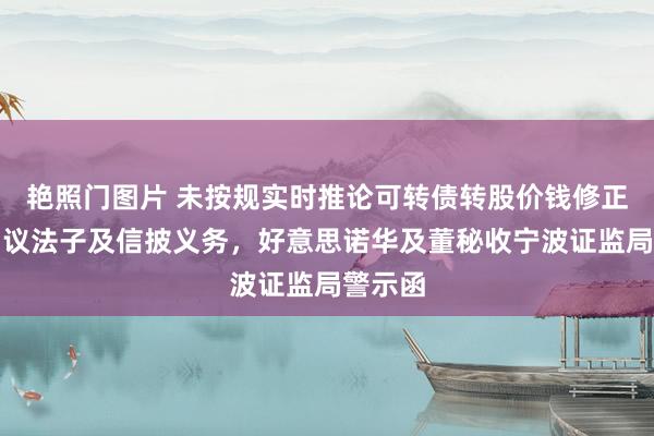 艳照门图片 未按规实时推论可转债转股价钱修正有关审议法子及信披义务，好意思诺华及董秘收宁波证监局警示函
