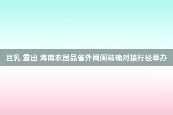 巨乳 露出 海南农居品省外阛阓精确对接行径举办