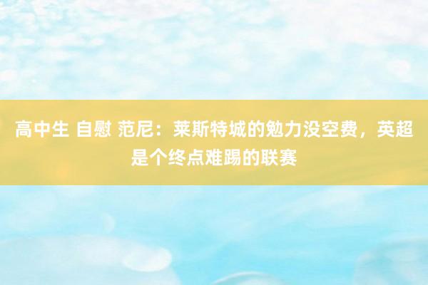高中生 自慰 范尼：莱斯特城的勉力没空费，英超是个终点难踢的联赛