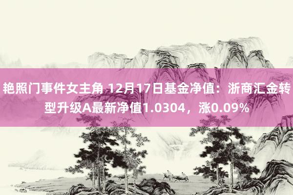 艳照门事件女主角 12月17日基金净值：浙商汇金转型升级A最新净值1.0304，涨0.09%