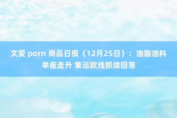 文爱 porn 商品日报（12月25日）：油脂油料举座走升 集运欧线抓续回落