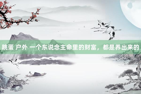 跳蛋 户外 一个东说念主命里的财富，都是养出来的