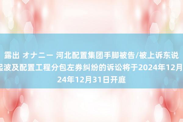 露出 オナニー 河北配置集团手脚被告/被上诉东说念主的1起波及配置工程分包左券纠纷的诉讼将于2024年12月31日开庭