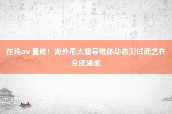 在线av 重磅！海外最大超导磁体动态测试武艺在合肥建成