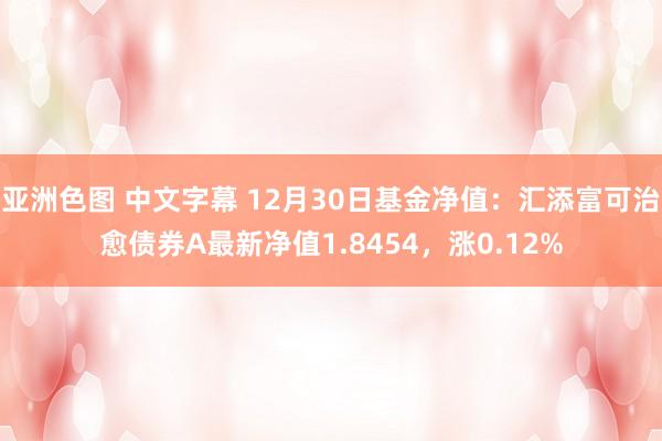 亚洲色图 中文字幕 12月30日基金净值：汇添富可治愈债券A最新净值1.8454，涨0.12%