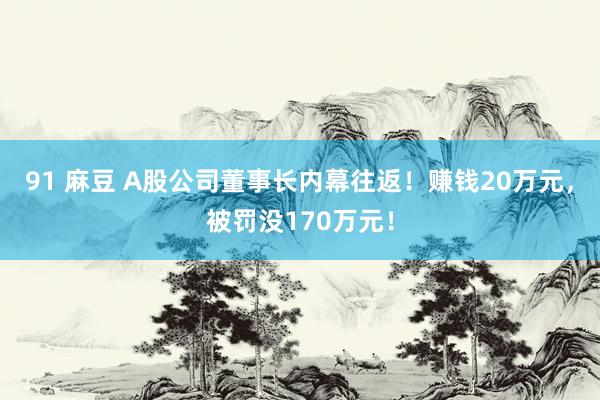 91 麻豆 A股公司董事长内幕往返！赚钱20万元，被罚没170万元！