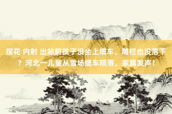 探花 内射 出站前孩子没坐上缆车，雕栏也没落下？河北一儿童从雪场缆车陨落，家属发声！