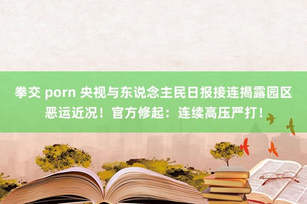 拳交 porn 央视与东说念主民日报接连揭露园区恶运近况！官方修起：连续高压严打！