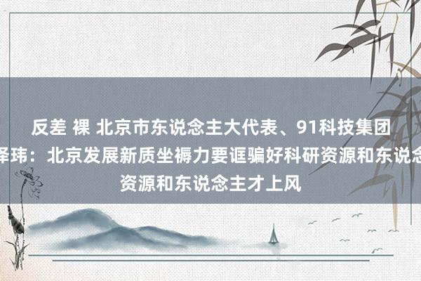 反差 裸 北京市东说念主大代表、91科技集团董事长许泽玮：北京发展新质坐褥力要诓骗好科研资源和东说念主才上风