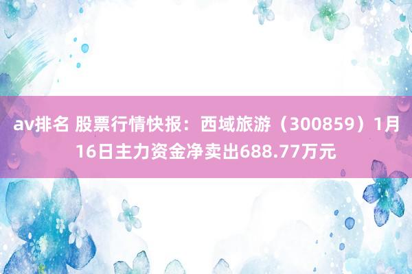 av排名 股票行情快报：西域旅游（300859）1月16日主力资金净卖出688.77万元