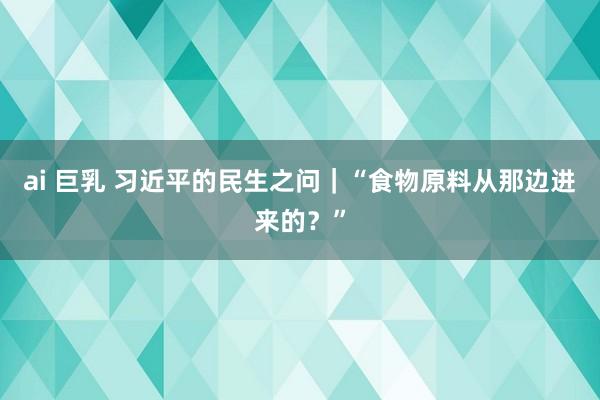 ai 巨乳 习近平的民生之问｜“食物原料从那边进来的？”