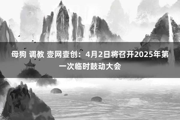 母狗 调教 壹网壹创：4月2日将召开2025年第一次临时鼓动大会