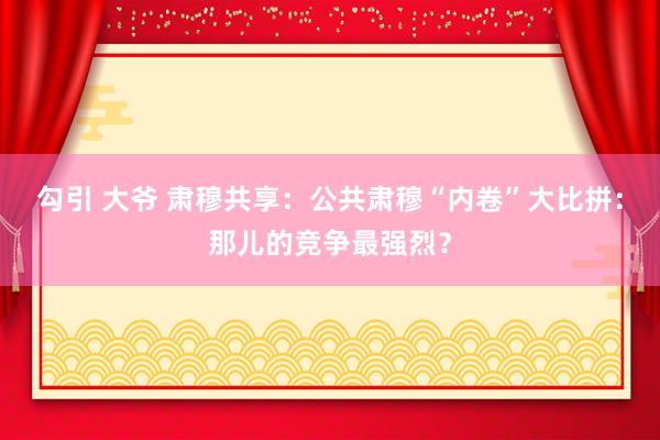 勾引 大爷 肃穆共享：公共肃穆“内卷”大比拼：那儿的竞争最强烈？