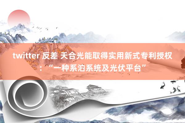 twitter 反差 天合光能取得实用新式专利授权：“一种系泊系统及光伏平台”