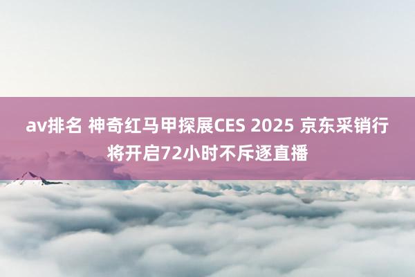 av排名 神奇红马甲探展CES 2025 京东采销行将开启72小时不斥逐直播