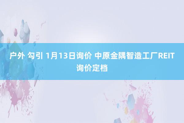 户外 勾引 1月13日询价 中原金隅智造工厂REIT询价定档