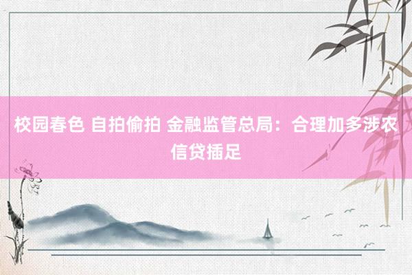 校园春色 自拍偷拍 金融监管总局：合理加多涉农信贷插足