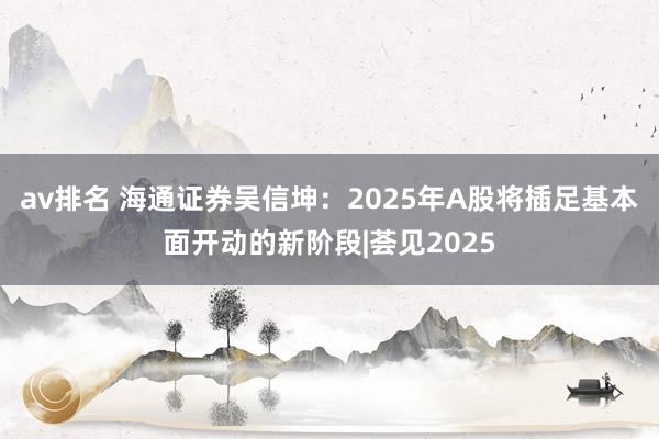 av排名 海通证券吴信坤：2025年A股将插足基本面开动的新阶段|荟见2025