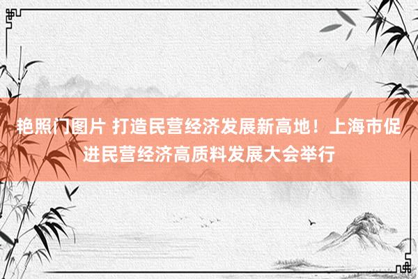 艳照门图片 打造民营经济发展新高地！上海市促进民营经济高质料发展大会举行