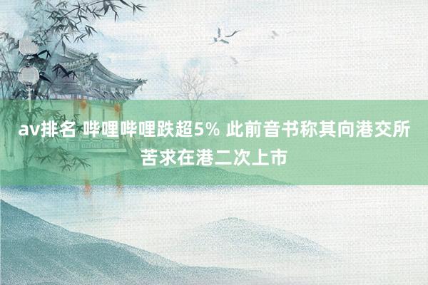 av排名 哔哩哔哩跌超5% 此前音书称其向港交所苦求在港二次上市