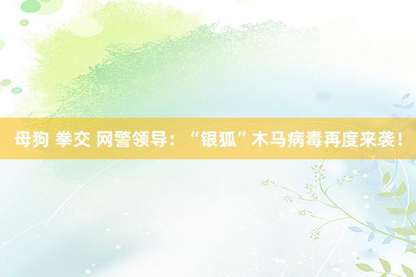 母狗 拳交 网警领导：“银狐”木马病毒再度来袭！